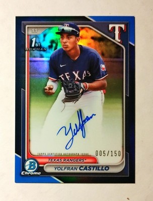 Yolfran Castillo 2024 1st Bowman Chrome AUTO True BLUE REFRACTOR 005/150 RC z1