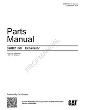Caterpillar Cat 320D2 GC Excavator Parts Catalog Manual ser G9F1-Up PFE1-Up