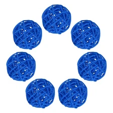 7Pcs Wicker Rattan Balls, 2 in Dia Rattan Decorative Balls, Blue