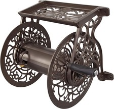 704 Decorative Cast Aluminum Wall Mount Garden Hose Reel, Holds 125-Feet of 5...