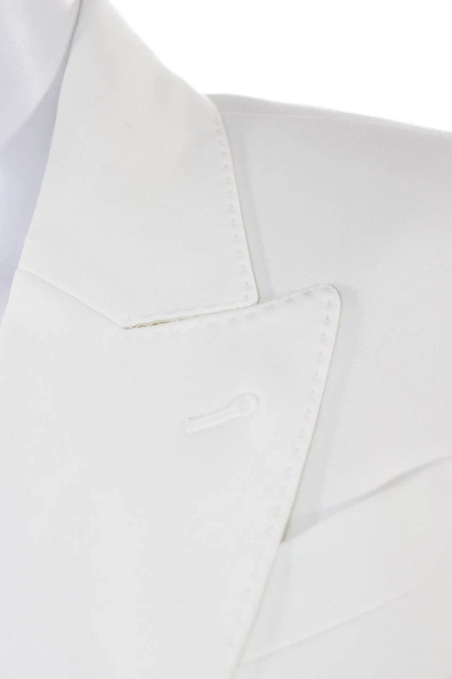 Blazer Brunello Cucinelli Unisex Blanco Cuello Botón Manga Larga Talla 38 Foto 2 de 4