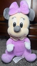 Disney Parks Baby Minnie Mouse Plush 12  Stuffed Animal Gray Purple