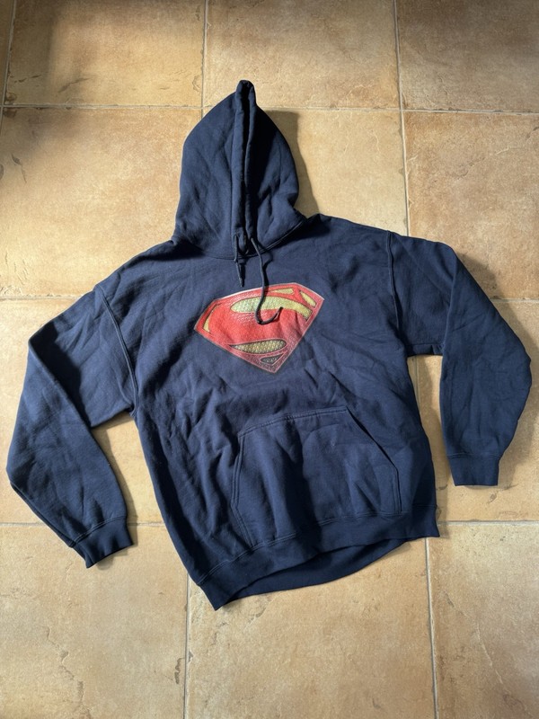 Superman Hoodie Navy Blue Size Large