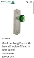 Nostalgic Warehouse Meadows Emerald Waldorf Door Knob Satin Nickel Passage 2 3/4