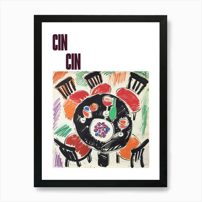 Cin Cin Poster Wine With Friends Ma Framed Wall Art Poster Canvas Print Picture
