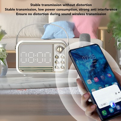 Digital Clock BT Speaker Portable Retro Support Memory Card Small Karaoke Mac FY