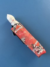 Ed Hardy Red Skull Serpent Rose Graphic Compact Auto Open Umbrella with Sleeve
