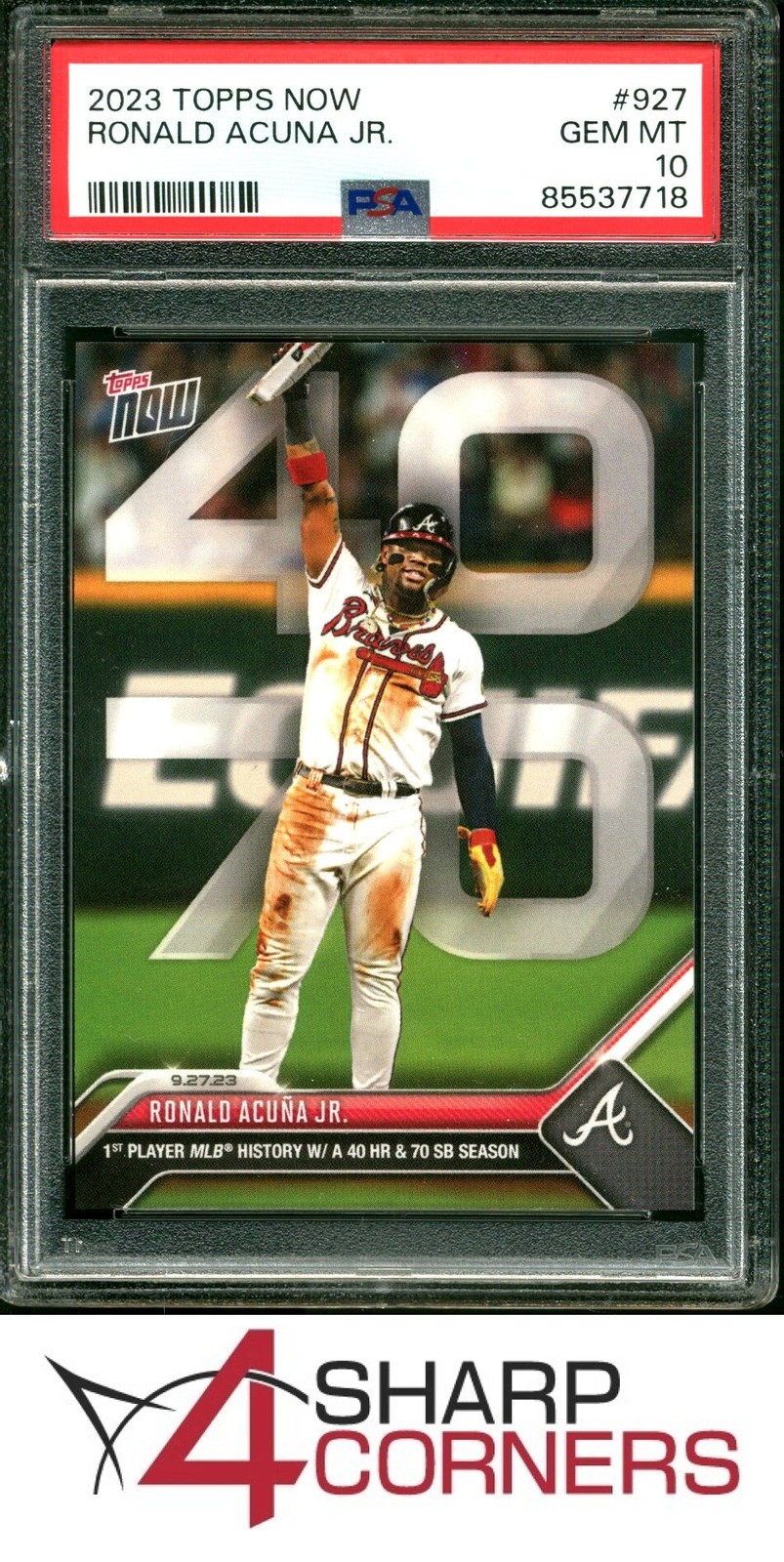 2023 TOPPS NOW #927 RONALD ACUNA JR. BRAVES PSA 10