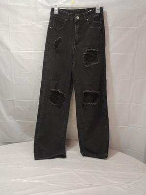 Shein Boyfriend Style Women's De-stressed Black Jeans Size XS/2