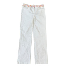 Talbots vintage cotton stretch White Dress Pants Stitch Design waist Size 8