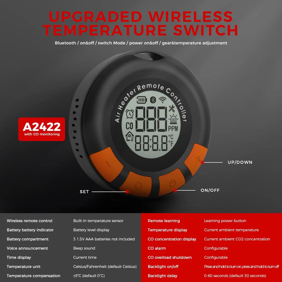 8KW 12/24V Diesel Luftheizung Standheizung Bluetooth +CO Alarm& 220v adapter - Bild 2 von 4