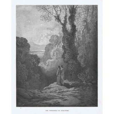 GUSTAVE DORE The Threshold Of Purgatory - Antique Print c1880