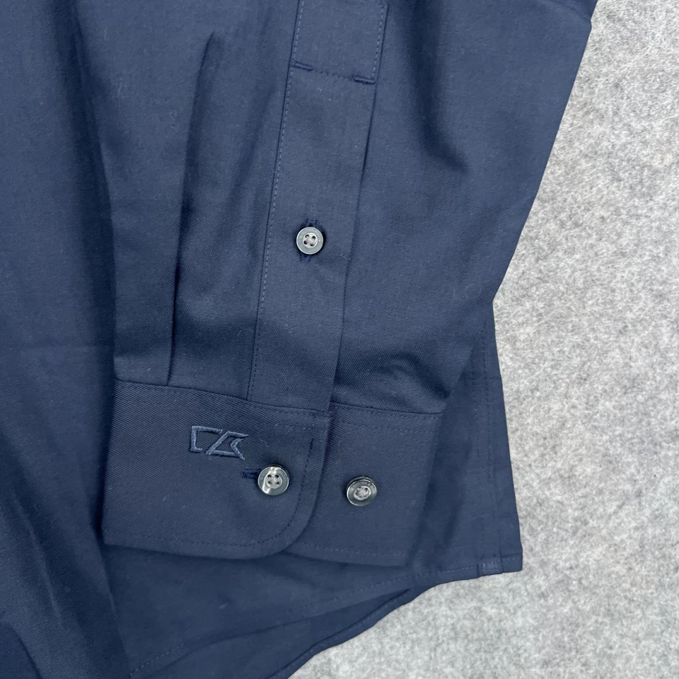Camisa Cutter & Buck Para Hombres Pequeña Azul Marino Con Botones Fácil Cuidado Bolsillo Vestido Trabajo Foto 4 de 4