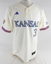 2025 Kansas Jayhawks #3 Game Used White Jersey Camo Baseball 40 641