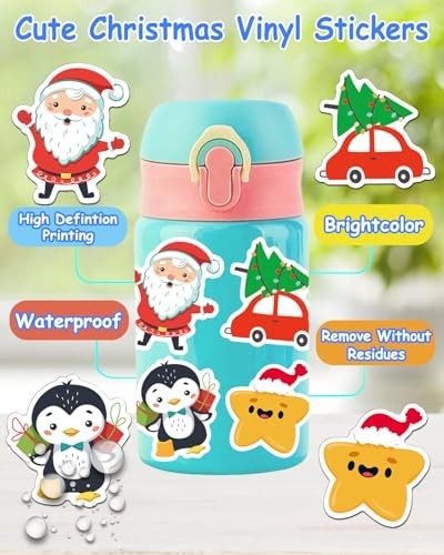 150 PCS Cute Christmas Stickers, Water Bottle Stickers for Kids, Vinyl 