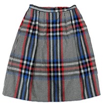 Vintage 1980s Wool Skirt 20W Pleated Plaid Personal II Union Made USA Multicolor