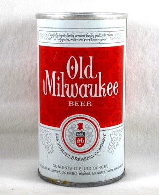 OLD MILWAUKEE Beer Can Straight Steel 1973 SCHLITZ BREWING 6 Cities