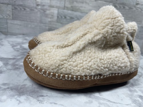 L. L. Bean Slippers Boots Kids 11-12M Cozy Shoe Beige Fleece SlipOn Ankle Bootie - Picture 7 of 18