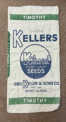 Vintage Cloth Feed/Seed Sack. Kellers K-Brand Highest Quality Seeds. Quincy IL.