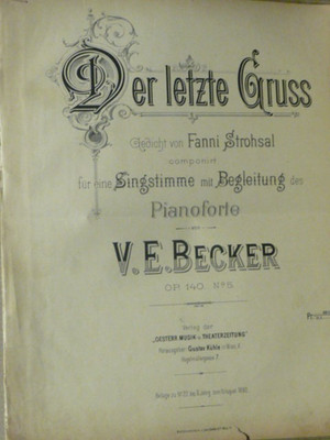 Musiknoten - Partitur '' Der letzte Gruss '' für Gesang und Piano