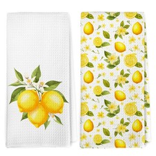 Lemon Floral Kitchen Towels Dishcloth 2 PCS Minimalist Summer 16x24 Inch