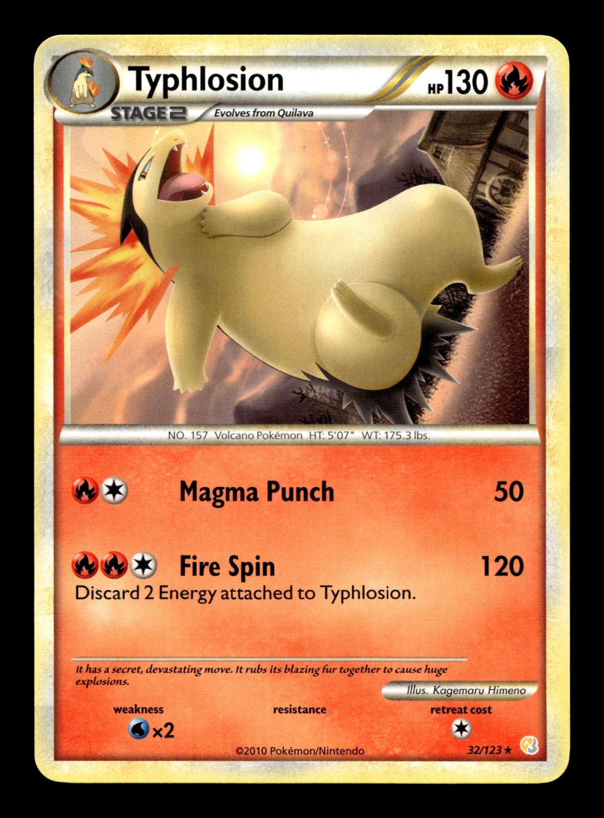 Typhlosion 32/123 HeartGold SoulSilver Rare Pokemon TCG