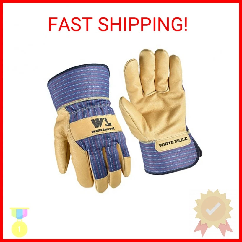 Luvas de trabalho resistentes Wells Lamont com palma de couro, grandes (Wells Lamont 3300L - Imagem 2 de 2