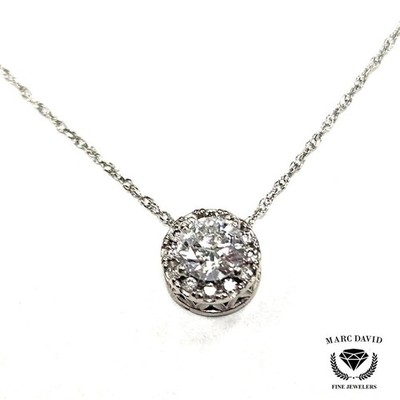 14kt Weißgold Diamant Halo Collier - 0,36ct Total Elegant und Zeitlos