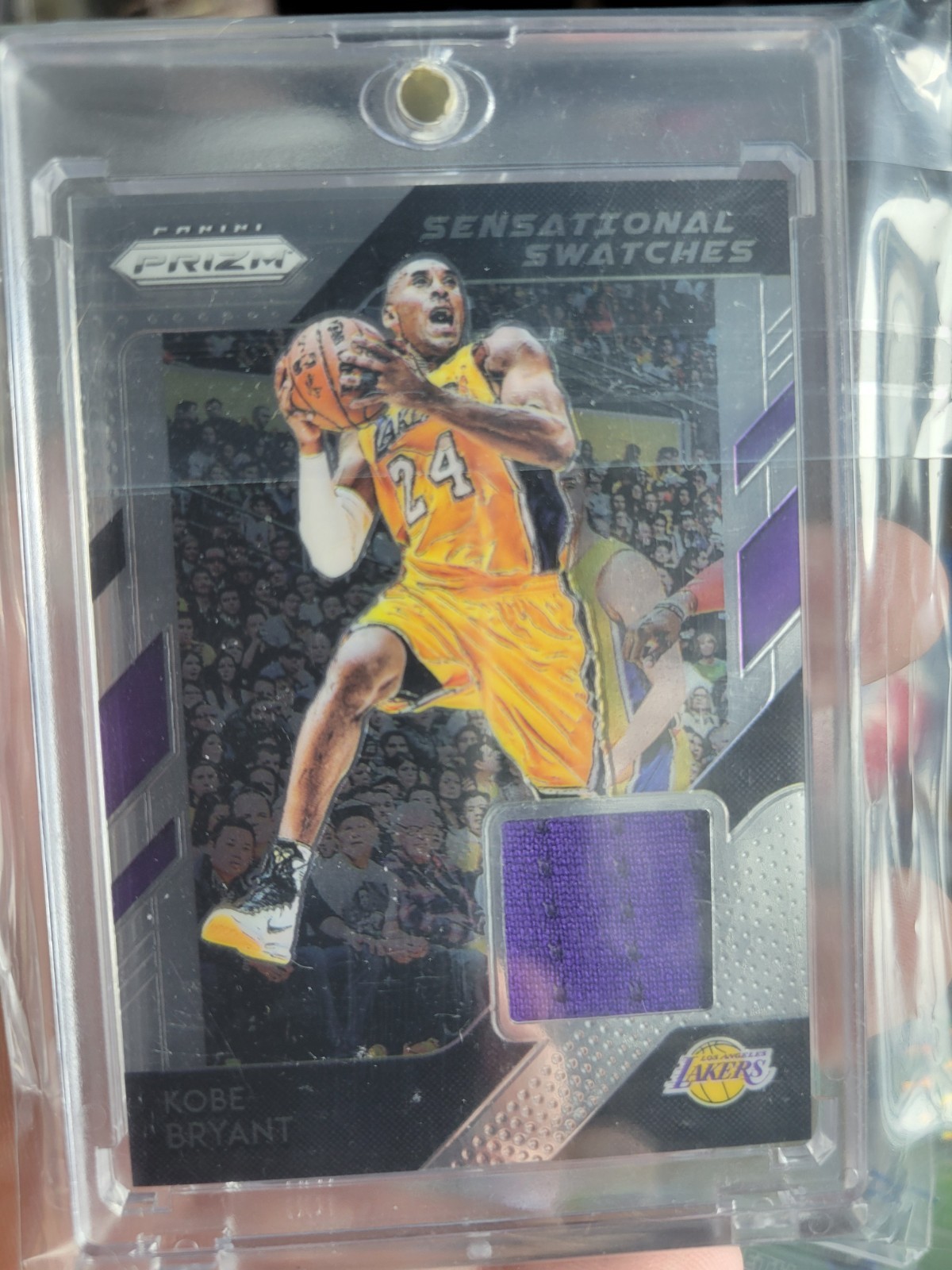 2018 Prizm Kobe Bryant Game Used Jersey Patch Purple Los Angeles Lakers SSP Rare