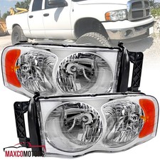 Headlights Fits 2002-2005 Dodge Ram 1500 03-05 Ram 2500 3500 Headlamps Pair Lr