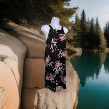 Heimish USA Dress M Black Floral Lace Inlay Pockets Trapeze Swing Beachy NWT 