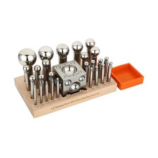 Splenor Tools Steel 2.75" Square Dapping Doming Block and 26 Matching Punch S...