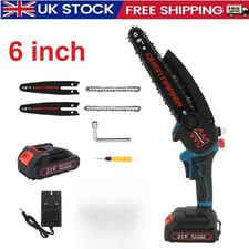 6" Mini Cordless Chainsaw Handheld Electric Chainsaw Wood Cutter +Battery
