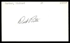 Dick Porter Indians Red Sox Baseball Signed Index Card Auto *CA1281