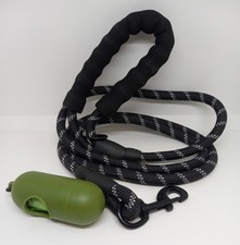 6 Foot Heavy Duty Rope Dog Leash with Padded Handle Clip On Poop Bag Dispenser