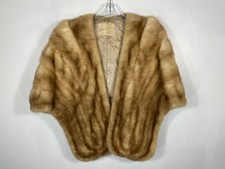 Vintage MINK fur shrug beige tan One Size 18" length wrap stole cape