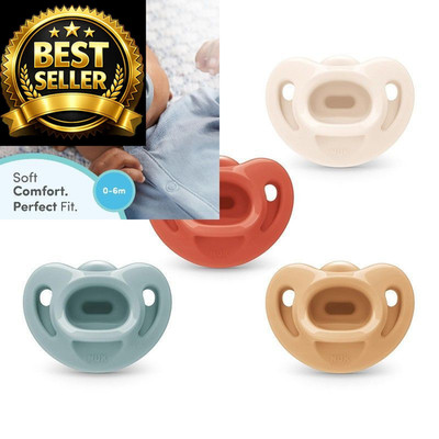 NUK Timeless Comfy Pacifier | 100% Silicone, One-Piece 5 Pack, Multi Colored 