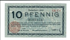 Notgeld  K&ouml;ln - Stadt K&ouml;ln - 10 Pfennig - 1917 - Format 100x55 !! - K&ouml;lner Waben