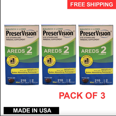 #ad 3 Pack PreserVision AREDS 2 Eye Vitamins Mini Soft Gels 210 Ct Exp 12 2028 $50.81