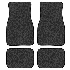 Black Leopard Print Car Mats Set Of 4 Abstract Wild Animal Skin Texture Cute ...