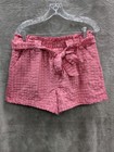 Pink Shorts Womens M (8-10) Paperbag Waist Floral Embroidered Tie Belt Girly
