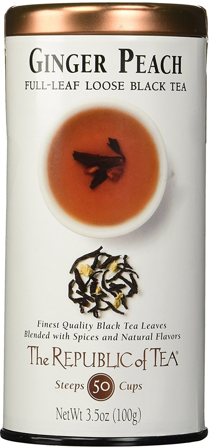 Ginger Peach Black Tea by The Republic of Tea, 3.5 oz loose with Caffeine