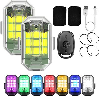 2x High Brightness Wireless 7 Color LED Strobe Light Rechargeable Flashing Light