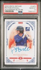 2022 Onyx Vintage AUTOGRAPH Blue Ink PEYTON STOVALL Arkansas Haughton LA PSA 10