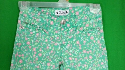 Celebrity pink girls pants sz 10 mystic jade floral design cotton - Picture 2 of 12