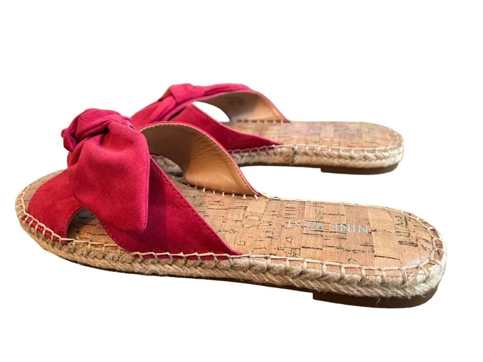 Sandalias 9,5 M Nine West Slide para mujer Bellah alpargata lazo rojo Foto 3 de 4
