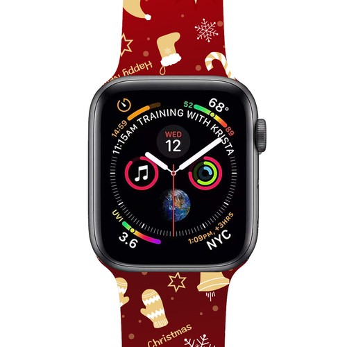 Silicone Straps For Apple Watch Series 6 SE 5 4 3 2 1 Christmas Wristwatch Band - Picture 54 of 157