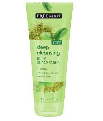 Freeman Deep Cleansing Body Sugar Scrub Green Tea Instant Detox Normal Skin 6oz