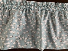 New Country Farmhouse Valance. beautiful soft blue with cotton plants, cotton.