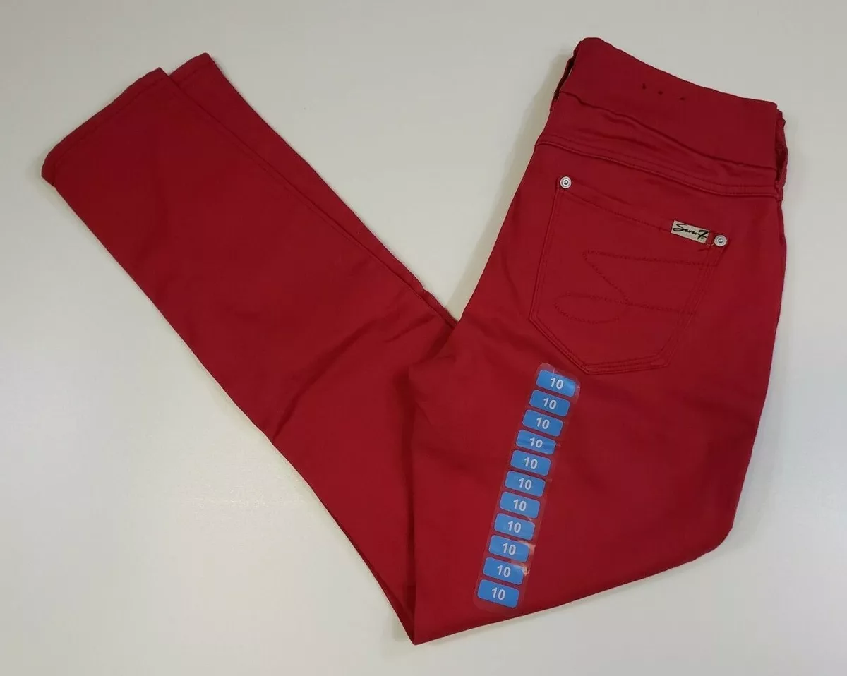 SEVEN Women s Chili Pepper Red Jeans Pants 10 Tummyless Silhouette Premium NEW